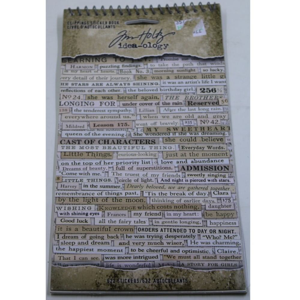 TIM HOLTZ Idea-ology *CLIPPINGS STICKER BOOK* 622 Stickers Words Phrases NEW